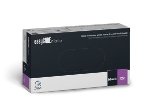 Rękawiczki easyCare nitrylowe, czarne, bezpudrowe XS a100